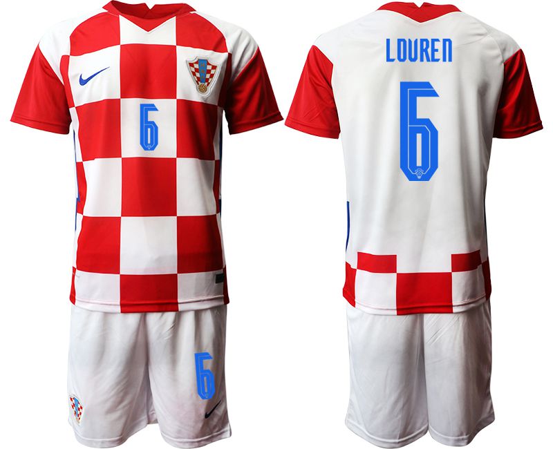 Men 2020-2021 European Cup Croatia home red #6 Nike Soccer Jersey